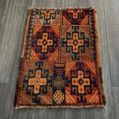 トライバル ラグ トルクメン 手織り 絨毯 ビンテージラグ 44cmx60cm
