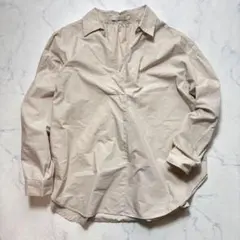 アメリカンホリック　スキッパーシャツ　ブラウス　【M】　グレーベージュ　長袖