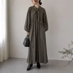 スタイルミキサー［S］美品◎大人クール◎やわらか◎マキシ丈リボンタイワンピースのサムネイル