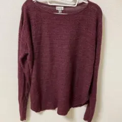 バーガンディ ニット 長袖セーター セーター 薄手 重ね着 レイヤード