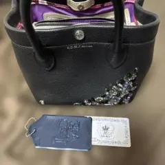 ADMJ THE BEE ソフトシュリンク型押し キューブミニトート ブラック