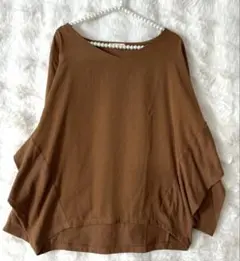 アースミュージックアンドエコロジーブラウン フレアシルエット 長袖トップス