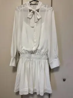 snidel リボン付きホワイトミニワンピース