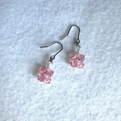 スワロフスキースクエアピアス　プチプラ　ワンコイン　ライトローズ