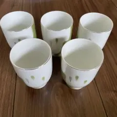 昭和レトロ　ヴィンテージ　セーエー陶器　湯呑み５個セット　ふた付き