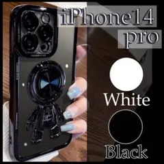 iPhone14pro iPhone ケース　カバー　宇宙飛行士　ブラック　黒⒋