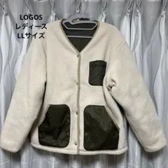LOGOS レディース LLリバーシブルジャケット クリーム（ボア）・カーキ