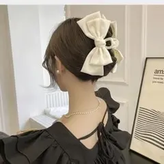 リボン　ヘアクリップ　バンスクリップ　ヘアアクセサリー 韓国　髪留め　結婚式