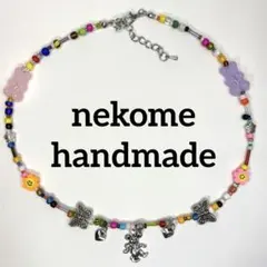 カラフル　ビーズネックレス　古着　ニコちゃん　くま