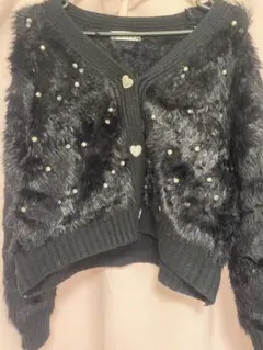 黒 ファー カーディガン