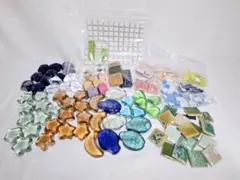 モザイクタイル 木材 ガラスパーツ クラフト素材セット