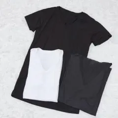 Vネック Tシャツ インナー 3枚セット 黒白 UNIQLO ユニクロ 部屋着