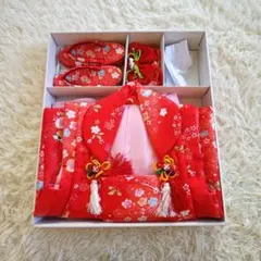 七五三 3歳 女の子 着物セット 赤 ピンク 白色 被布付き 和装 晴れ着 小雪