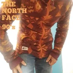 値下げ交渉可【80's】ノースフェイス　フリース　レディース　茶タグ　総柄　希少