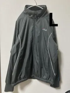 FILA グレー ジップアップジャケットL 内側フリース ウィンドブレーカー