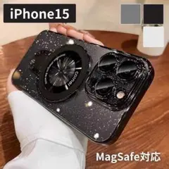 iPhone15 ケース スマホリング magsafe対応 レンズ保護 ブラック