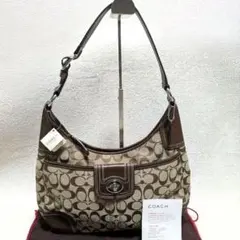 新品未使用 コーチ シグネチャー ワンショルダー ホーボー ターンロック