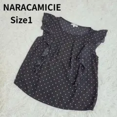 【美品】ナラカミーチェ ドット柄 フリルスリーブブラウス ノースリーブ サイズ1