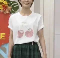 新品タグ付き　PERSONS スタッズチェリーTシャツ ホワイト　M