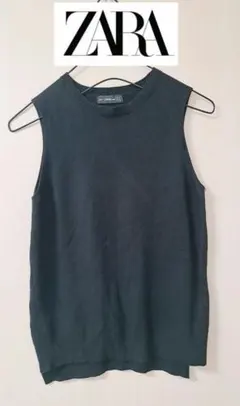 ZARA ブラック ノースリーブカットソー黒ブラック