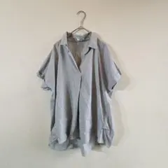 グラシア　スキッパーシャツ　ブラウス　ストライプ　L 半袖　オフィス　爽やか　夏