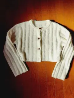 グレイル GRL ふわふわホワイトシャギーニット風カーディガン