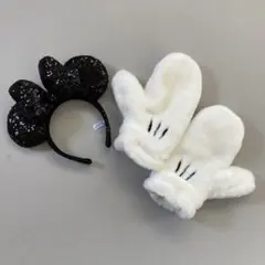 ディズニー・ミニー耳カチューシャと手袋セット
