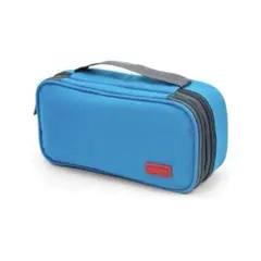 多機能ペンケース 大容量 シンプル 筆箱 ポリエステル 仕分け収納 青