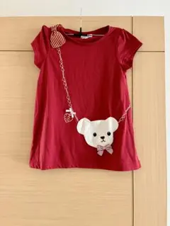 anyFAM くまポシェット 半袖Tシャツ　赤130 エニィファム