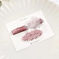 【1点限り❤︎】ヘアクリップ　ヘアピン　ピンク　パッチンピン　花　ベビー　キッズ
