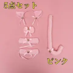 ネコ 耳 ねこ しっぽ コスプレ なりきり 猫 5点セット　かわいい　イベント