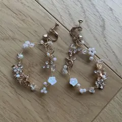 美品　ウェディング　イヤリング　フラワー