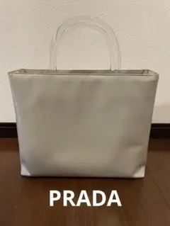 PRADA エナメル　ホワイト　レザー　パテント ハンドバッグ