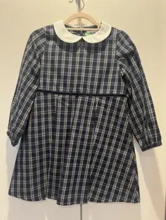 BEAMS チェック柄ワンピース（ネイビー）