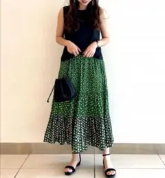 190 ユニクロ ポールアンドジョー 花柄ティアードロングスカートL