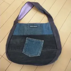 ☆値下☆デニムリメイクパッチワーク　ショルダーバッグ☆ハンドメイド☆