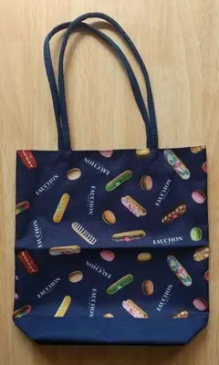 FAUCHON エコバッグ マカロンプリント ネイビー
