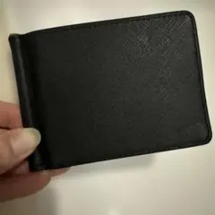 レザー マネークリップ ブラック ベージュ