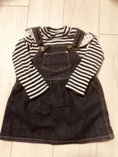 プチバトーデニムスカート86㎝とボーダーシャツ90㎝セット