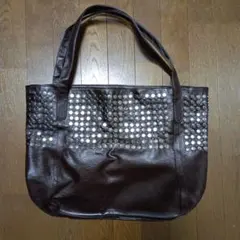 Studded tote bag, dark brown