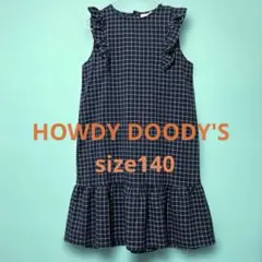HOWDY DOODY'S✴︎ネイビー チェック柄 フリル袖 ワンピース140