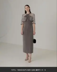 LEJA】シアースリーブパールビジューベロアマーメイドドレスワンピース
