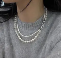 新品 パール ２連 ネックレス 4way 8mm 冠婚葬祭 フォーマル ホワイト