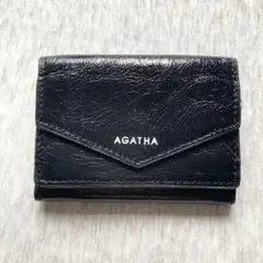 極美品　AGATHA 三つ折り財布 ミニウォレット　ブラックのサムネイル