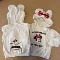 ミニーマウス パーカー 110サイズ グレー　別売り可　双子　2枚セット
