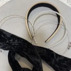 ブラックベルベットカチューシャ5点セット