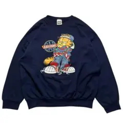 90s ガーフィールド スウェット 2XL 紺 ネイビー ○7297B