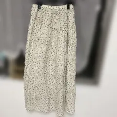 ドット柄 立体フラワー ロングスカートのサムネイル