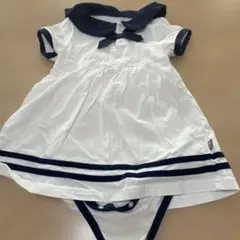 セーラー襟ロンパース ホワイト・ネイビー