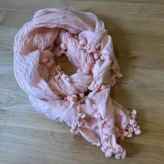 ★美品★アーバン、リサーチ★ポンポン付きストール ★ピンク★